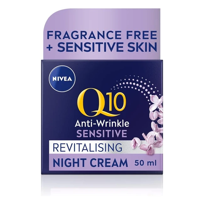 NIVEA Q10 Antiwrinkle Sensitive Night Cream 50ml - Pure Skin Identical Q10  Liq