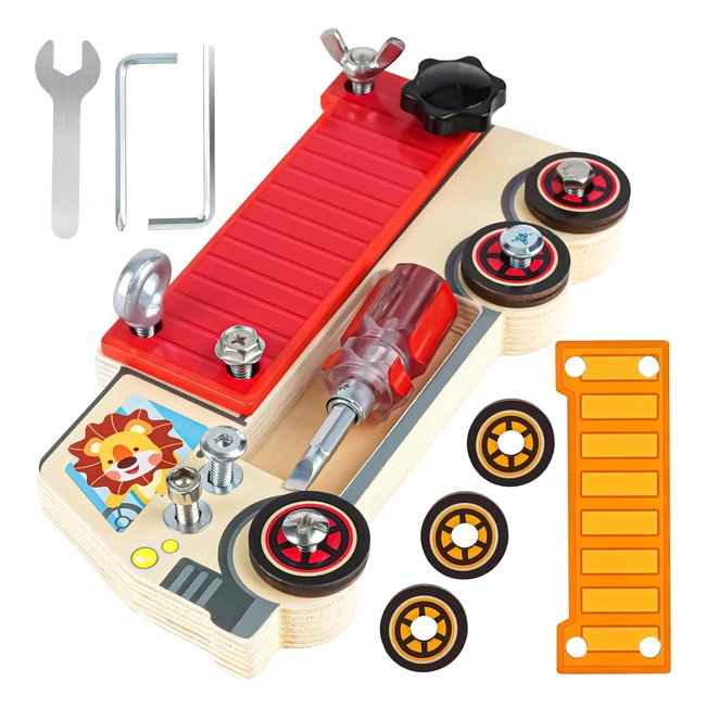 Dinorun Giochi Montessori 3 Anni - Camion Giocattolo in Legno - Set Educativo con Cacciavite - Giocattoli da Viaggio