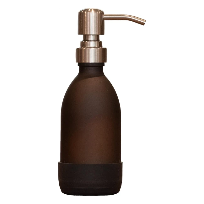 Amber Glass Silver Soap Dispenser 500ml  250ml Options - Matte Glass - Nonslip 