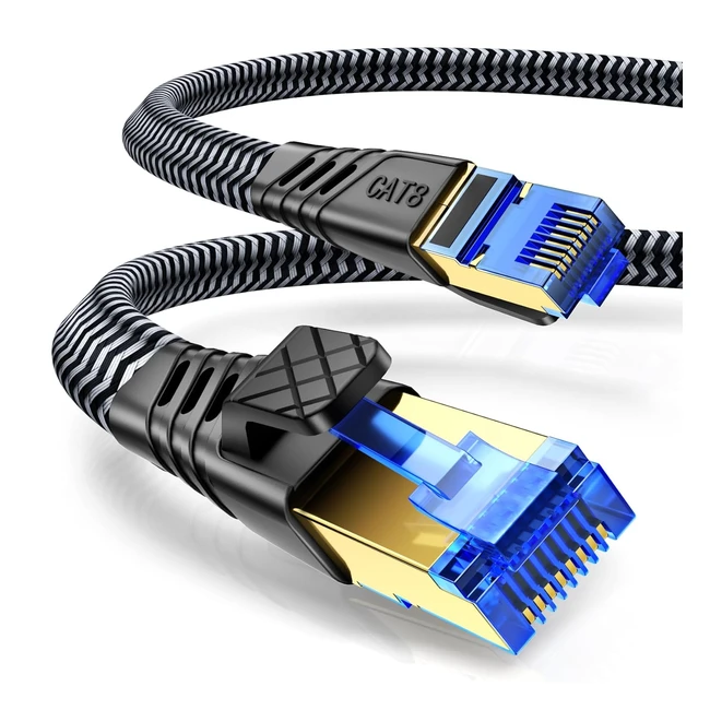 Cable Ethernet Cat 8 3m Alta Velocidad 40Gbps 2000MHz SFTP Plano RJ45 PS5 PS4 XboxTVBox Router PC Mdem