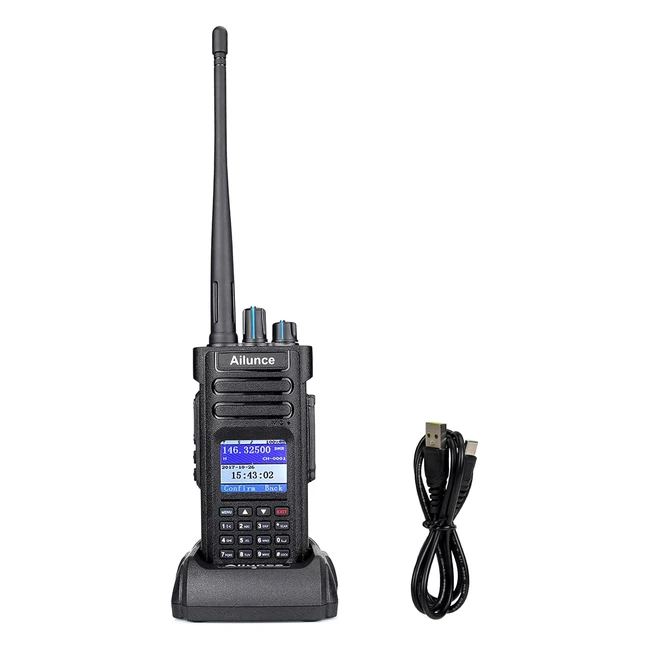Retevis Ailunce HD1 Radioamatore DMR 10W GPS Dual Band Radio Digitale Bidirezionale Batteria TypeC 3200mAh Nero