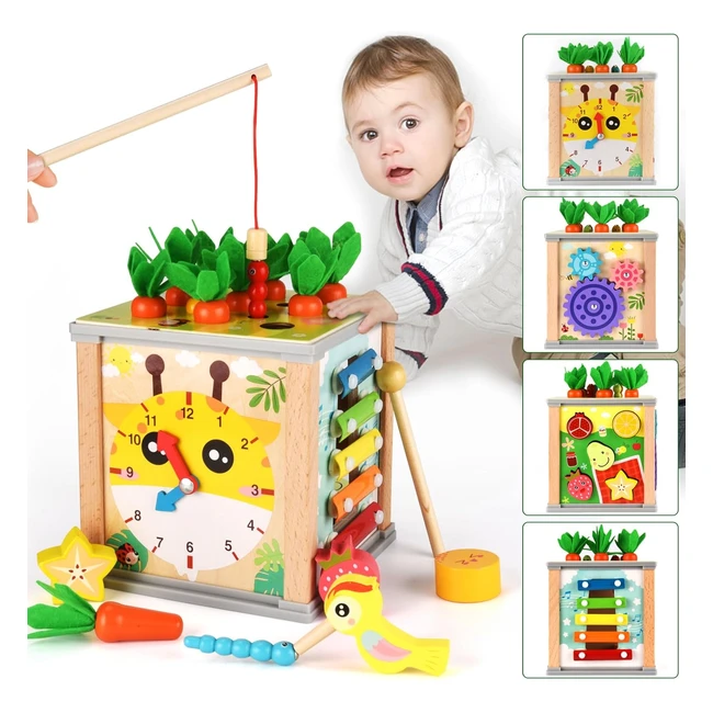 Cube d'activité bébé 7 en 1 interactif bois éducatif Montessori