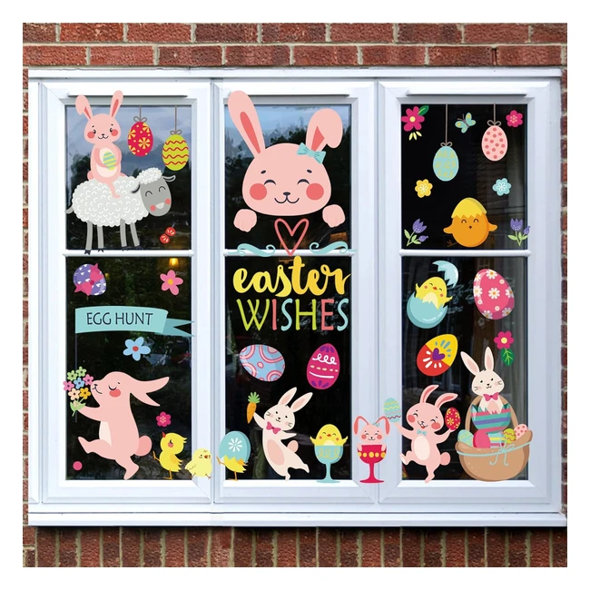 Easter Decorations 6 Sheets 90pcs Window PVC Stickers & 80pcs Self Adhesive Gifts - Easter School Office Home Glass Decals & Party Favors
