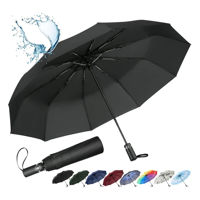 InaWarm Travel Umbrella - Strong Large Umbrella with 10 Ribs & Teflon Coating
