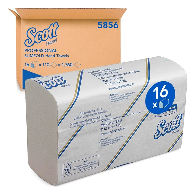 Scott Folding Towels 5856 Paper Towels with Airflex Absorption Technology 1Ply 16 Packs x 110 Sheets White Soft Comfortable Ultraabsorbent