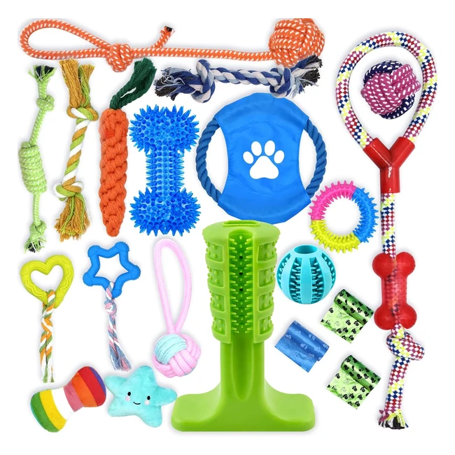 Leipple 20 Pack Dog Chew Toys for Puppy Teething - Interactive  Squeaky Toy - A