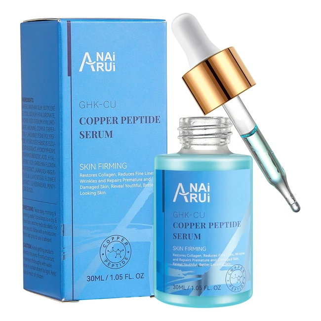 Anairui Copper Peptides Serum GHKCU Anti Aging Face Serum with Hyaluronic Acid 30ml