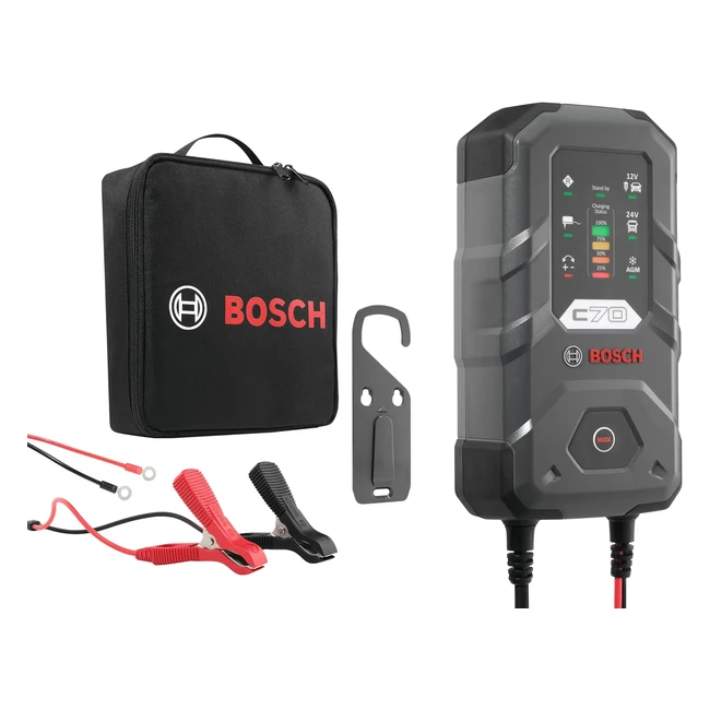 Bosch C70 10A Autobatterie Ladegerät mit Trickle-Funktion für 12V24V Blei-Säure EFB Gel AGM und VRLA offene Batterien