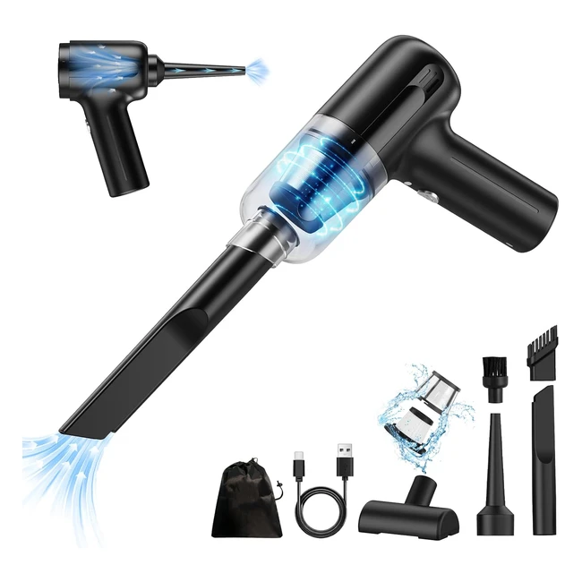 Mini Car Vacuum Cleaner 2-in-1 Handheld Cordless Rechargeable Blower 6000Pa Suct