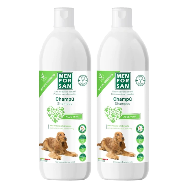 Champú Menforsan Aloe Vera 1L Pack 2 - Calidad Natural para Perros