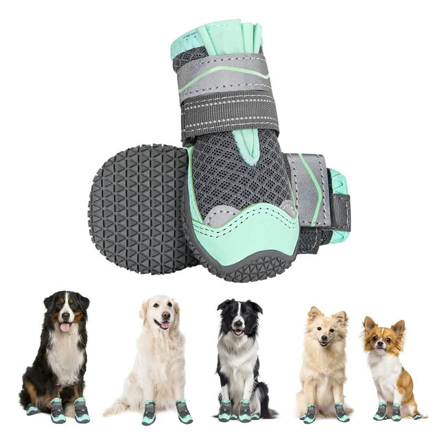 eyein Dog Boots Paw Protector Summer Hot Pavement Dual Adjustable Washable Nonslip Dog Shoes with Reflective Strip for Injured Paws Breathable Dog Walking Boots