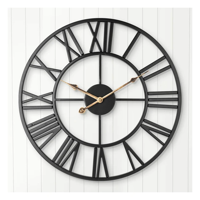 Arvinkey Silent Wall Clock European Farmhouse Vintage Clock 40cm Nonticking Meta