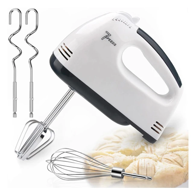 Electric Hand Mixer Cake Whisk Self Control Turbo Boost 7 Speeds Stainless Steel Accessory