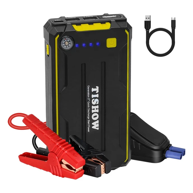 Booster Batterie Voiture 1000A Portable - Tishow - Démarrage Voiture - Torche LED & Boussole