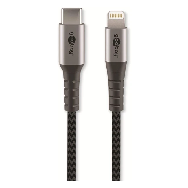 goobay 49272 Lightning auf USB C Schnellladekabel MFI Apple Ladekabel 480 Mbits iPhone Kabel - Extrem Robustes Textilkabel - 2m