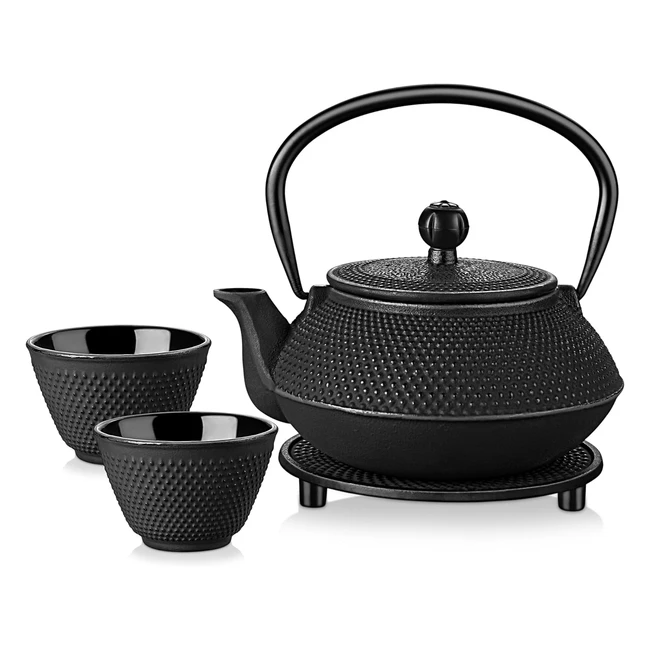 Velaze Iron Teapot Set Traditional Japanese Tetsubin Tea Kettle 700ml 24oz