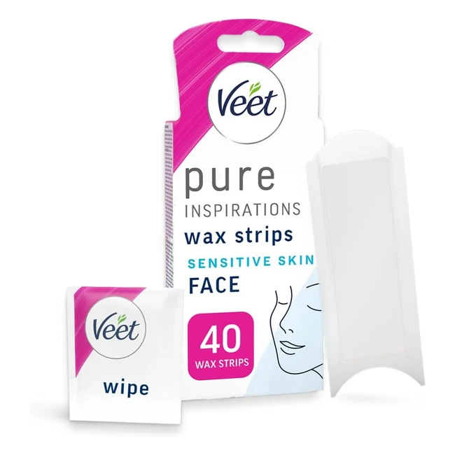 Veet Pure Cold Wax Strips for Face - 40 Strips  4 Finish Wipes - Hair Removal -