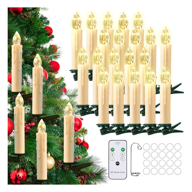 CIMETECH Bougies de Noël LED Lot 20 Flottantes Sans Flamme - Piles Télécommande - Décoration Maison Fête Blanc Chaud