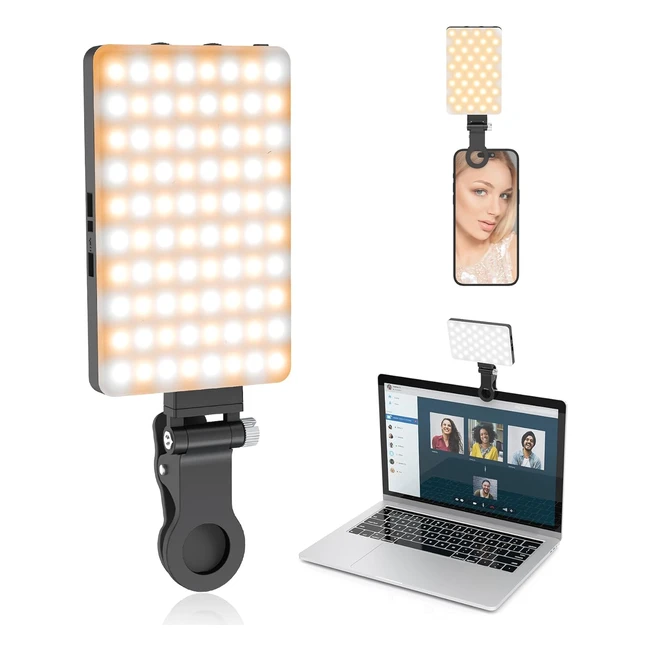 Luz Selfie LED 80 con Clip Recargable 3200K-5600K
