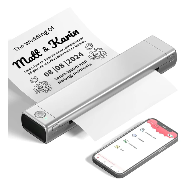 Phomemo M08F Stampante Portatile A4 Senza Fili - Leggera e Compatta - Compatibile con Phone PC - Qualità di Stampa Fino a 203dpi