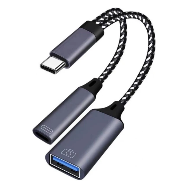Adattatore USB C a USB C 10W PD Ricarica USB 3.0 OTG 2 in 1 Splitter Adapter per MacMacbookGalaxyGoogle ChromecastMouseTastiera
