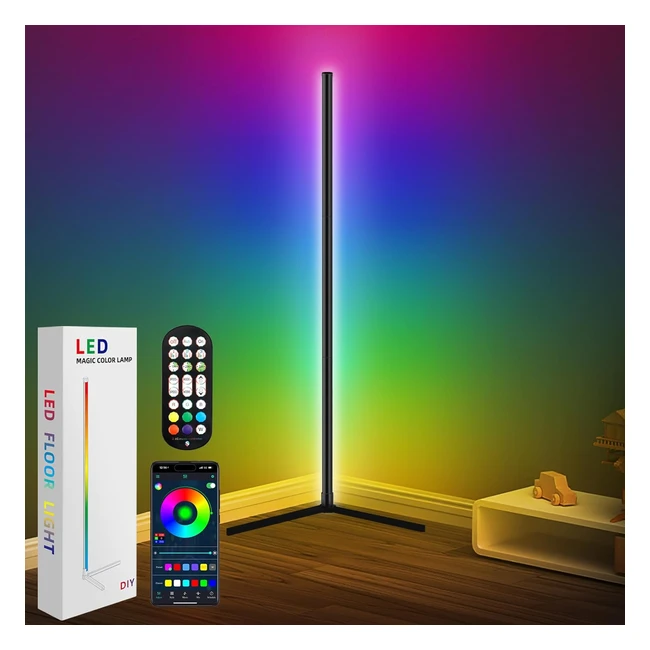 Smart RGB LED Corner Floor Lamp 165cm - Music Sync DIY Mode Timer - Modern Mood 