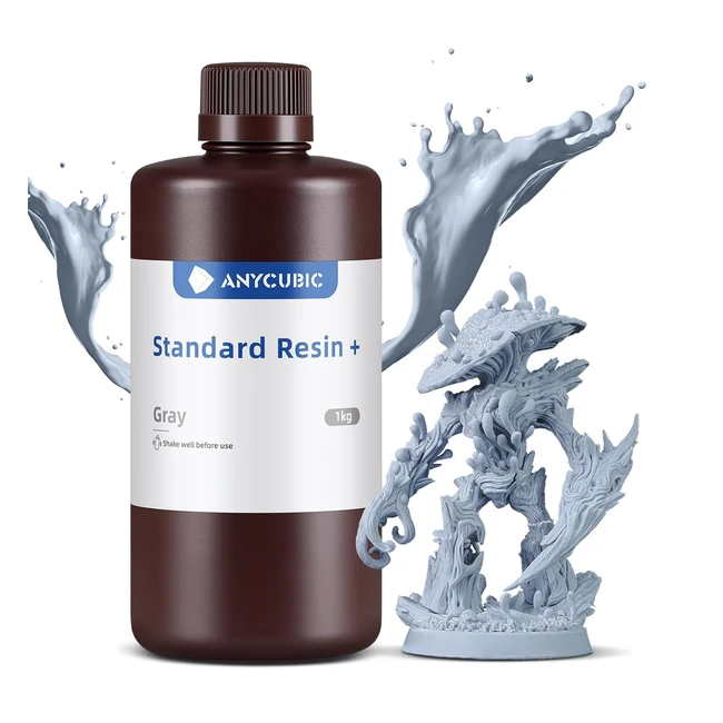 Anycubic Upgraded Standard 3D Printer Resin 405nm Photopolymer UV Resin Fastcuring Resin High Precision Rapid Photopolymer for 8K Capable LCDDLPSLA 3D Printing Grey 1kg
