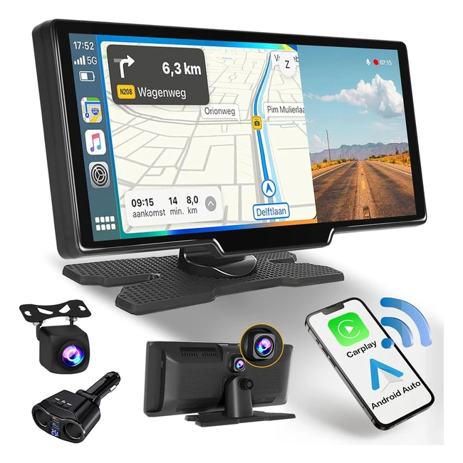 Hikity Pantalla Tctil 93 IPS CarPlay Android Auto GPS Cmara Seguridad Bluet
