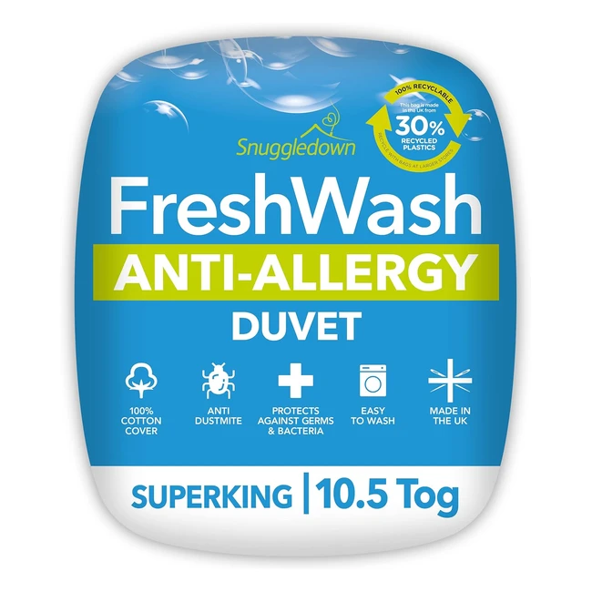 Snuggledown Freshwash Anti Allergy Super King Duvet 105 Tog All Year Round Quilt