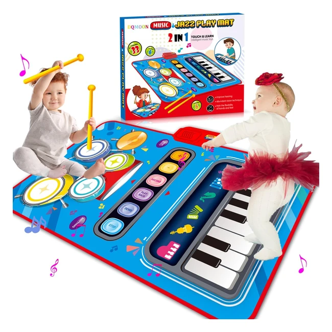 2 en 1 Tapis de Piano et Batterie - Jouets Musicaux pour Bbs Enfants - Cadeaux danniversaire de Nol