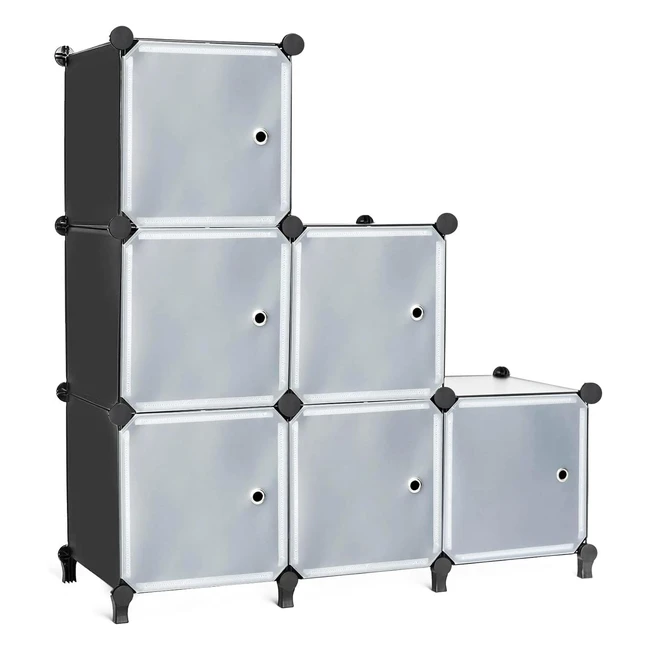 Armadio Portatile Awtatos Cube Storage Con Ante - Contenitore Impilabile 6 Cubi