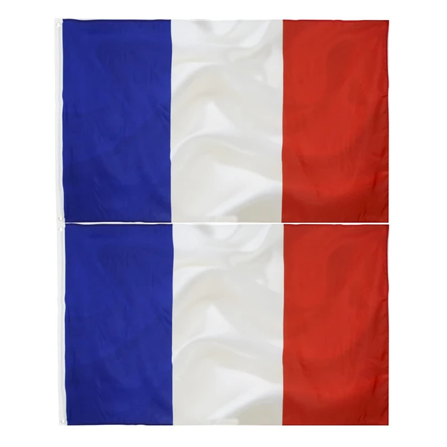 2pcs Drapeau Francais 90x150cm France Polyester Couleurs Vives