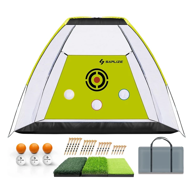 Saplize Golf Net with Mat Full Solution 10x7 ft - High Impact Resistance