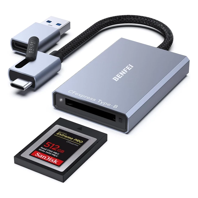 Benfei Lecteur de Carte CFexpress 10 Gbits USB-CUSB-A 2 en 1 Type B Adaptateur 