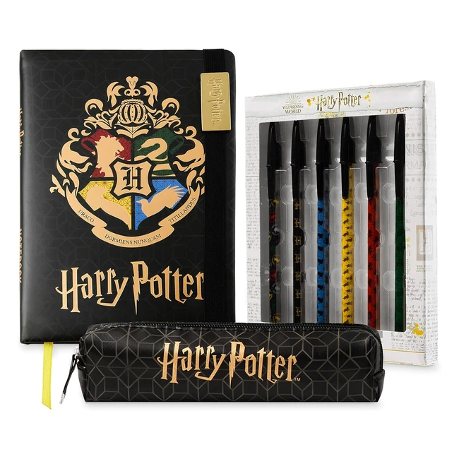 Kit cancelleria Harry Potter con agenda A5, astuccio e penne - Originale