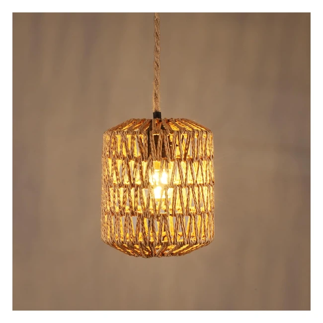 Lámpara Colgante Vintage de Cuerda - GoEco - Ref. 1234 - Ajustable - Bambú y Metal