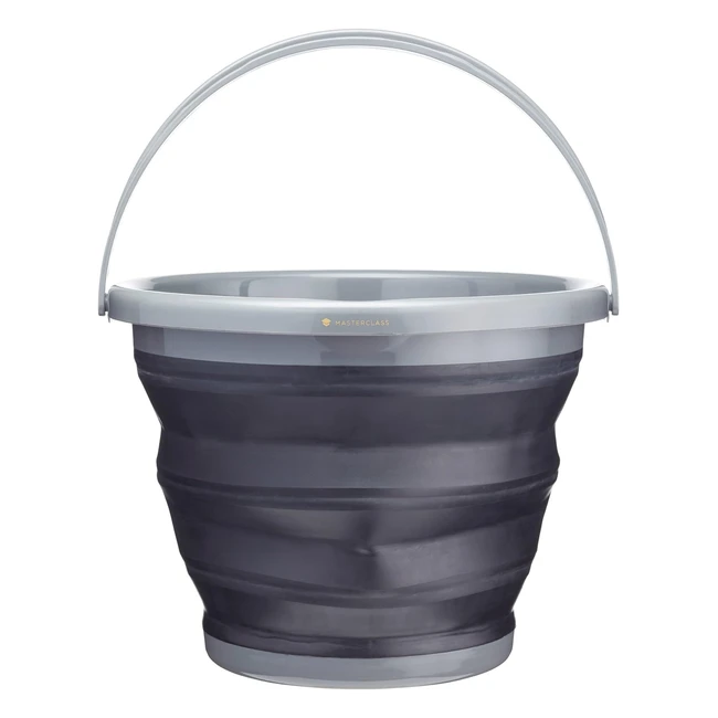 Masterclass Smart Space Collapsible Plastic Bucket 9L 2 Gal Black Grey - Compact & Durable Design