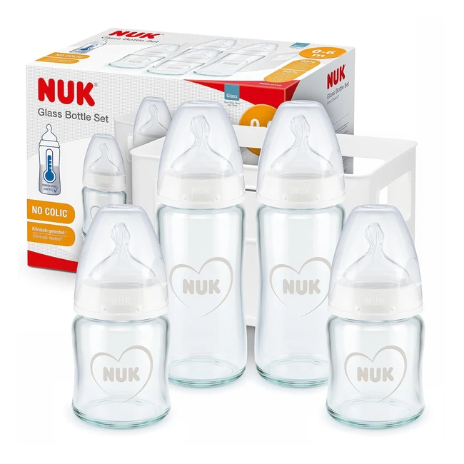 NUK First Choice Glas Babyflaschen Starter Set 5-teilig 06 Monate - Anticolic, BPA-frei