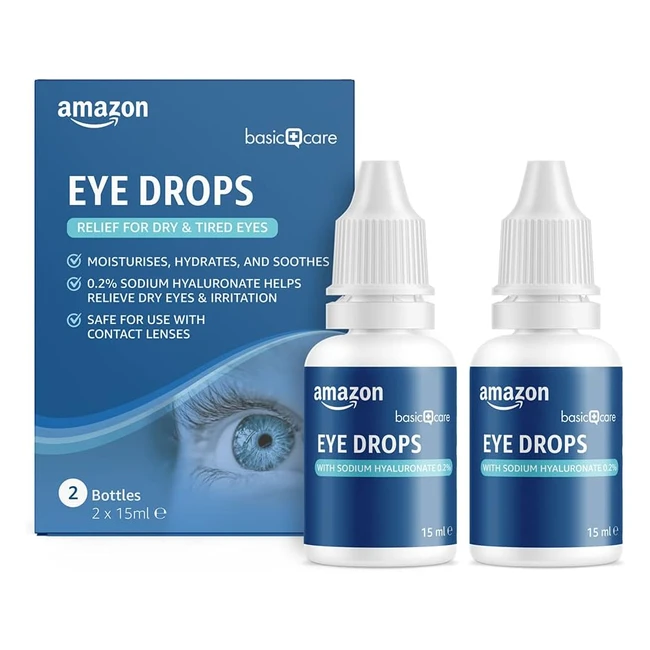 Amazon Basic Care Augentropfen mit Natriumhyaluronat 02 15 ml - Packung mit 2