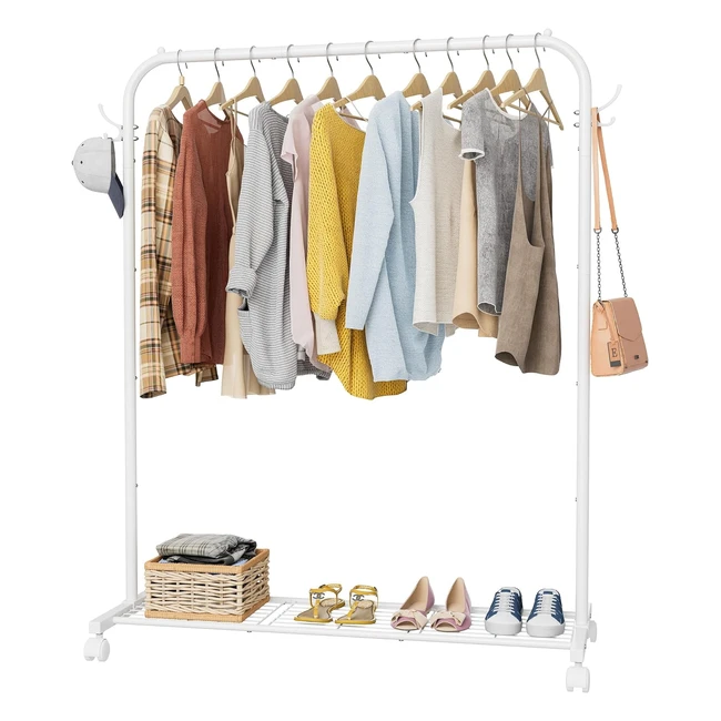Portable Clothes Rail with Storage Shelf  Heavy Duty  Holds up to 40 kg  Whit
