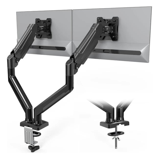 Bontec Dual Monitor Desk Mount for 32 Inch Screens - Ergonomic Gas Spring Arm St