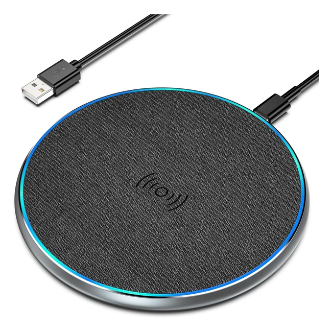 15W Wireless Charger Pad for iPhone Pro Max Samsung Galaxy S22 S21 S20 S10 S9 Note10 Huawei P40 P30 Xiaomi Airpods 2 Pro Galaxy Buds Dark Grey