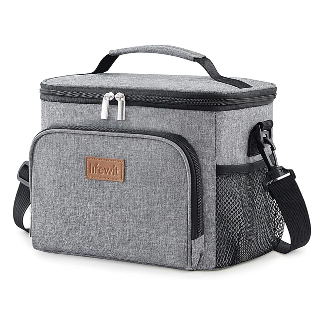 Lifewit Insulated Lunch Bag 9L Grey | Leakproof Reusable Thermal Lunch Box for Men & Women | Adjustable Shoulder Strap | Ideal for Work, Picnic, Beach