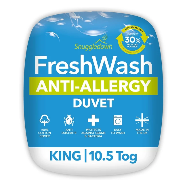 Snuggledown Freshwash Anti Allergy King Size Duvet 105 Tog - All Year Round Quil