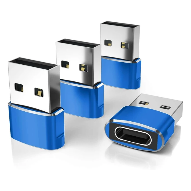 Elebase USB to USB C Adapter 4Pack Type C Female to USB A Male Charger Connector for MacBook PC Laptop Computer Samsung Galaxy Note 10 20 S21 S22 S23 S24 Google Pixel 7 6 5 Tab S9 A9 Z Flip Fold