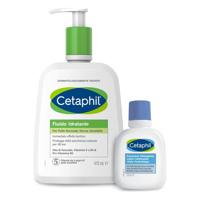 Cetaphil Fluido Idratante 470ml  Emulsione Detergente Viso 29ml - Senza Profumo