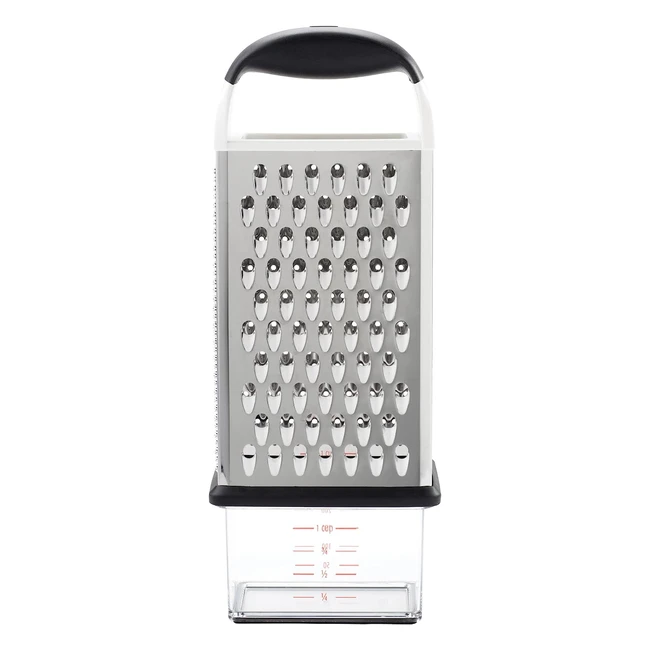 OXO Good Grips Box Grater - Stainless Steel - Coarse, Medium, Fine Grating Surfaces - Slim Design - Detachable Container - Non-Slip Handle