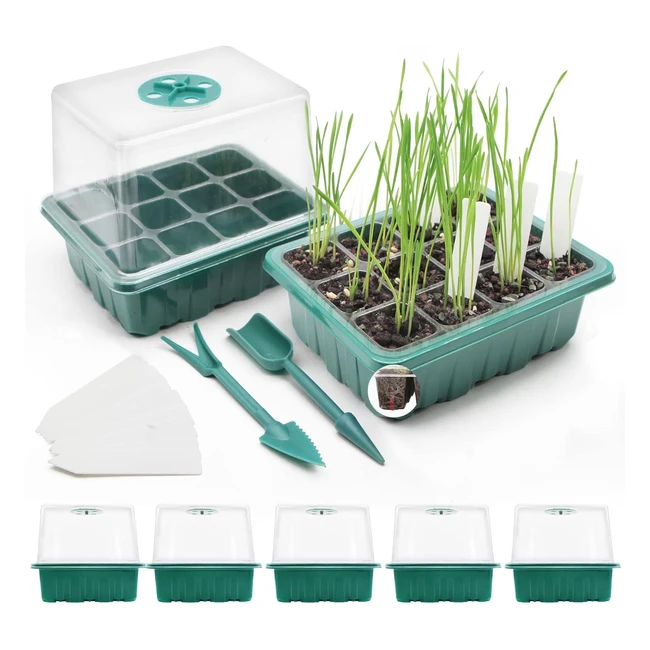 Vassoio germinazione 5 pezzi 60 celle semenzaio per piantine mini serra propagatore con finestra regolabile