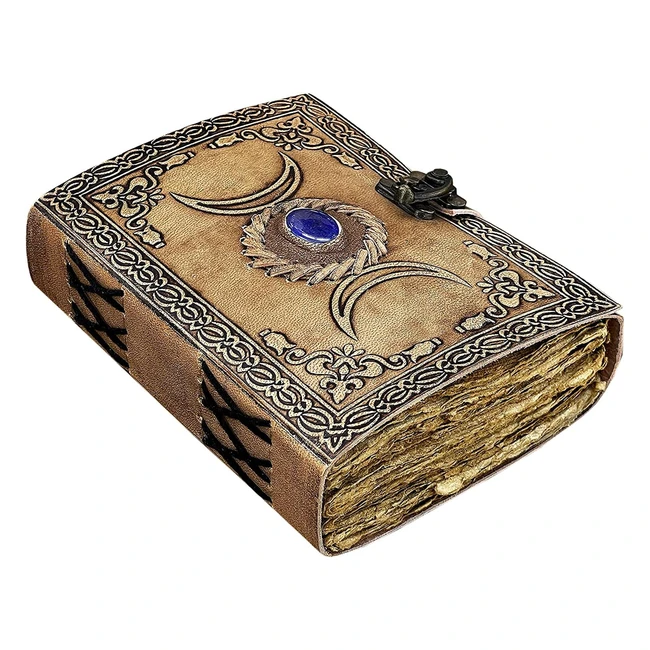 Cuaderno de hechizos de cuero vintage Celta Triple Luna Grimorio Libro de Sombras