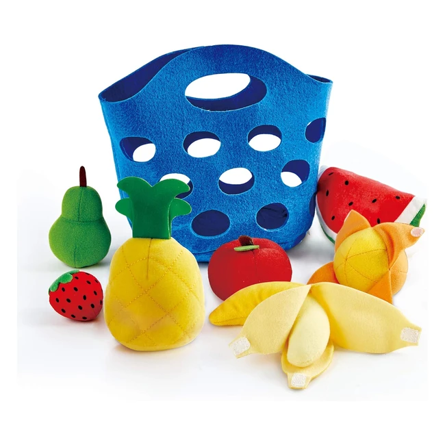 Juguete Hape E3169 Canasta de Frutas para Niños 18 Meses y Más - Accesorios Suaves de Comida